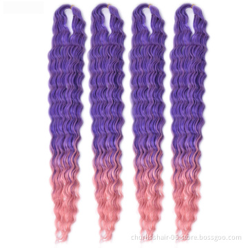 Wholesale Natural Ombre Curly Water Wave Crochet Braids Hair Pre Stretched 30 Inches New Deep Wave Synthetic Hair Extensions